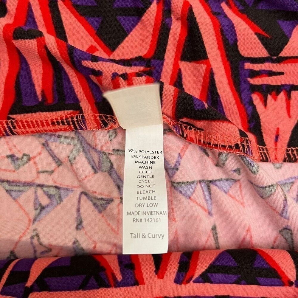 LuLaRoe Red & Purple Geometric Pattern Leggings, Lularoe Patterned Leggings Q9 - Picture 5 of 7